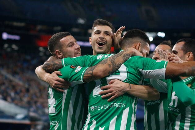 Saint Petersburg, Russia - 17 February 2022: Football, Europa League 2021-2022, Zenit vs Real Betis Balompie, Play-off, First leg. Players Gvido Rodriges MaksimxKonstantinov