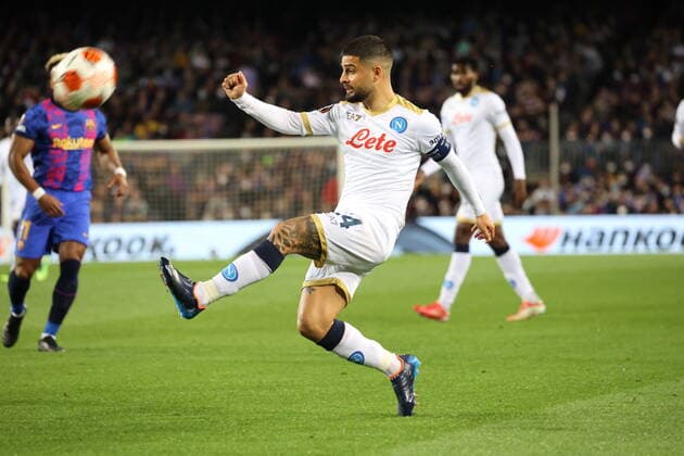 February 17, 2022, Barcelona, Catalogna, Espana: During the Europa League Football match FC Barcelona, Barca vs SSC Naples on February 17, 2022 at the Camp Nou stadium in Barcelona..In picture: Lorenzo Insigne Barcelona Espana - ZUMAs236 20220217_zap_s236_008 Copyright: xFabioxSassox