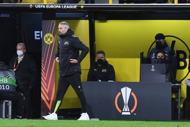 Fußball Europa League K.-o.-Runde-Play-Off Borussia Dortmund - Glasgow Rangers am 17.02.2022 im Signal Iduna Park in Dortmund Marco Rose ( Trainer Cheftrainer Dortmund ) xRx