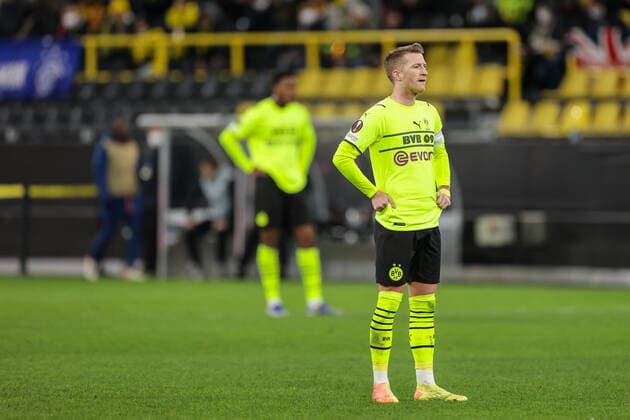 17.02.2022, Fussball, Saison 2021 2022, UEFA Europa League, Play-Offs, Borussia Dortmund - Glasgow Rangers, Marco Reus (Borussia Dortmund) Foto: Dennis Ewert RHR-FOTO Dortmund Signal Iduna Park NRW Deutschland xRHR-FOTO DEx