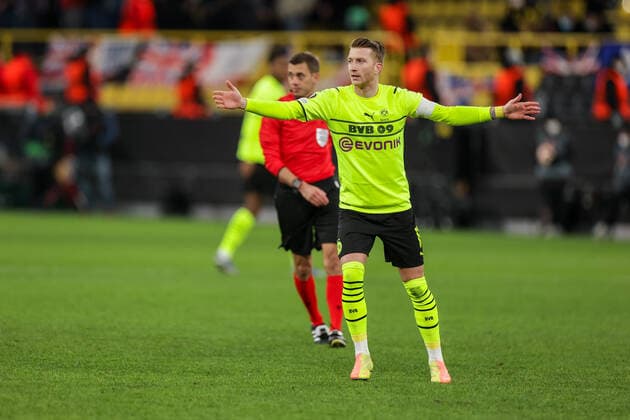 17.02.2022, Fussball, Saison 2021 2022, UEFA Europa League, Play-Offs, Borussia Dortmund - Glasgow Rangers, Marco Reus (Borussia Dortmund) Foto: Dennis Ewert RHR-FOTO Dortmund Signal Iduna Park NRW Deutschland xRHR-FOTO DEx