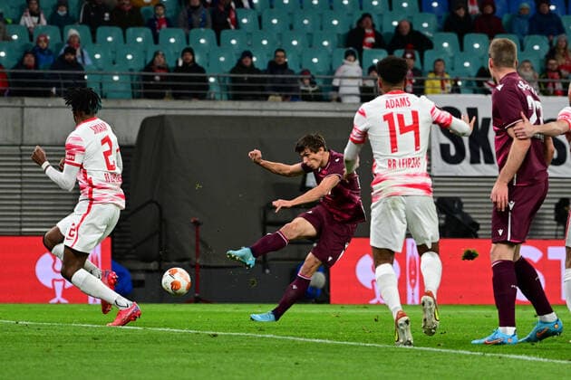 Tor zum 0:1 durch Robin Le Normand 24 (San Sebastian), RB Leipzig vs. Real Sociedad, Europa League, PLayoff Hinspiel, 17.02.2022
