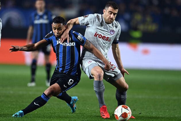 Mg Bergamo 17 09 2022 - Europa League Atalanta-Olympiacos foto Matteo Gribaudi Image Nella foto: Luis Muriel-Sokratis Papastathopoulos 