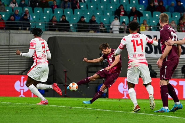 Tor zum 0:1 durch Robin Le Normand 24 (San Sebastian), RB Leipzig vs. Real Sociedad, Europa League, PLayoff Hinspiel, 17.02.2022