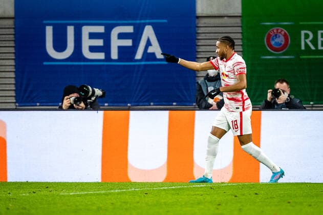 FB-EL RB Leipzig - Real Sociedad Tor von Christopher Nkunku (RB Leipzig) zum 1:1 waehrend der KO Runden-Play-Off - Saison 2021-2022 in der Europa League (Herren) zwischen RB Leipzig und Real Sociedad San Sebastian in der Red Bull Arena am 17. February 2022 in Leipzig, Sachsen, Deutschland