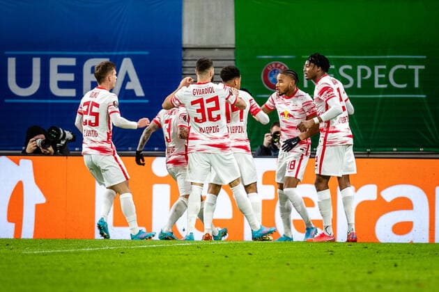 FB-EL RB Leipzig - Real Sociedad Tor von Christopher Nkunku (RB Leipzig) zum 1:1 waehrend der KO Runden-Play-Off - Saison 2021-2022 in der Europa League (Herren) zwischen RB Leipzig und Real Sociedad San Sebastian in der Red Bull Arena am 17. February 2022 in Leipzig, Sachsen, Deutschland