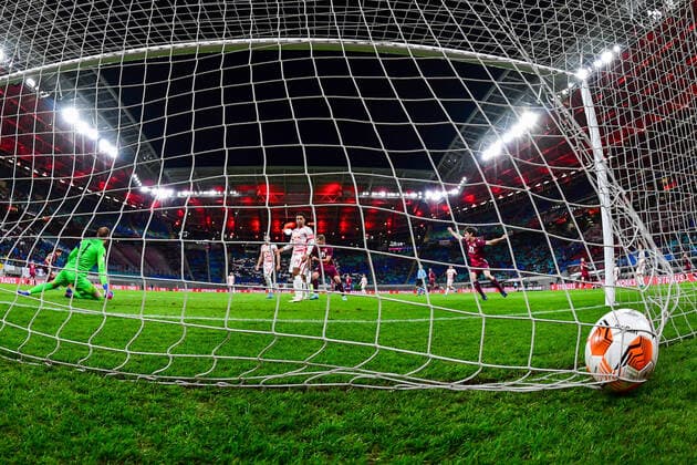 Tor zum 0:1 durch Robin Le Normand 24 (San Sebastian), RB Leipzig vs. Real Sociedad, Europa League, PLayoff Hinspiel, 17.02.2022