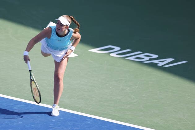 Jelena Ostapenko, LAT, during quarter-finals of 2022 Dubai Championships in Dubai, 17 02 2022; -
