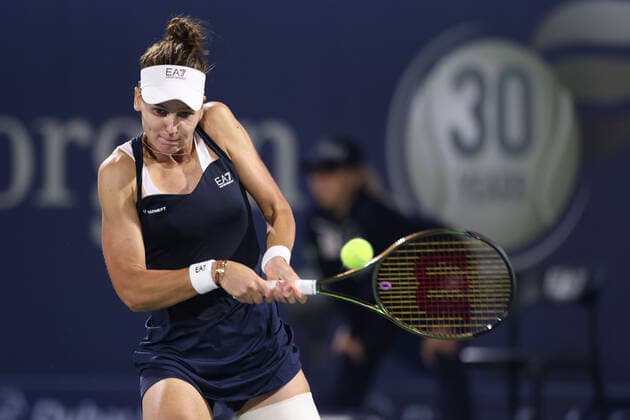 Veronika Kudermetova, RUS, during quarter-finals of 2022 Dubai Championships in Dubai, 17 02 2022; -