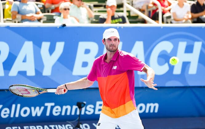 February 18, 2022, Delray Beach, Florida, United States: February, 18 - Delray Beach: Tommy Paul(USA) in action here defeats Stefan Kozlov(USA) 63 61 during their quarterfinals match at the 2022 Delray Beach Open by Vitacost.com. Delray Beach United States - ZUMApa3_ 0151391540st Copyright: xAndrewxPatronx