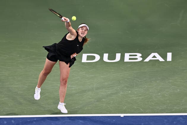 Jelena Ostapenko, LAT, during semi-finals of 2022 Dubai Championships in Dubai, 18 02 2022; -