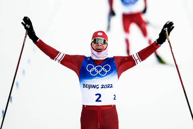 Bilder des Jahres 2022, Sport 02 Februar Sport Themen der Woche KW 07 Sport Bilder des Tages 220219 Alexander Bolshunov of ROC (Russia) celebrates after after competing in men s cross country skiing 30 km during day 15 of the 2022 Winter Olympics on February 19, 2022 in Zhangjiakou. Photo: Jon Olav Nesvold BILDBYRAN COP 217 VG0245 bbeng skidor cross-country skiing langrenn Olympic Games, Olympische Spiele, Olympia, OS olympics winter olympics os ol olympiska spel vinter-os olympiske leker peking peking 2022 beijing 2022 beijing 2022 olympic games beijing beijing 2022 winter olympic games peking-os beijing-ol vinter-ol jubel *** 220219 Alexander Bolshunov of ROC Russia celebrates after competing in men s cross country skiing 30 km during day 15 of the 2022 Winter Olympics on February 19, 2022 in Zhangjiakou Photo Jon Olav Nesvold BILDBYRAN COP 217 VG0245 bbeng skidor cross country skiing langrenn olympic games olympics winter olympics os ol olympic games winter os olympic games beijing peking 2022 beijing 2022 beijing 2022 olympic games beijing beijing 2022 winter olympic games beijing os beijing ol winter ol cheer,  Copyright: JONxOLAVxNESVOLD BB220219JE033