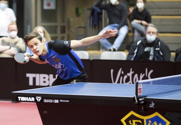 18.02.2022, xrhsx, Tischtennis 1.Bundesliga, 1.FC Saarbrücken - TTC Neu-Ulm emspor, v.l. Tomas Polansky (1.FC Saarbrücken Tischtennis) Saarbrücken