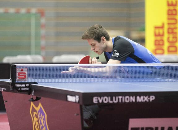 18.02.2022, xrhsx, Tischtennis 1.Bundesliga, 1.FC Saarbrücken - TTC Neu-Ulm emspor, v.l. Tomas Polansky (1.FC Saarbrücken Tischtennis) Saarbrücken