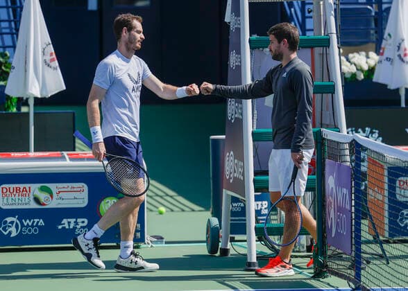 Andy Murray und Trainer,coach Dani Vallverdu waehrend Training, Copyright: xJuergenxHasenkopfx