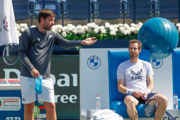 Andy Murray und Trainer,coach Dani Vallverdu waehrend Training, Copyright: xJuergenxHasenkopfx