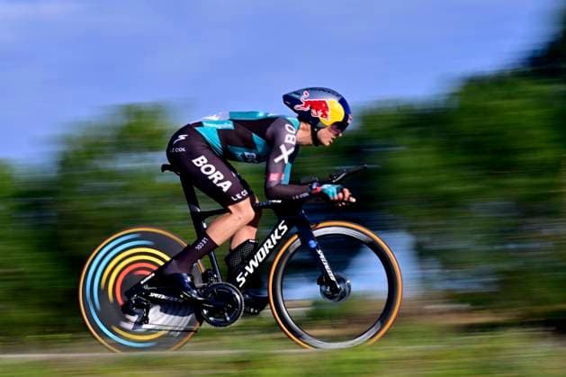 TAVIRA, PORTUGAL - FEBRUARY 19 : Palzer Anton (GER) of BORA - hansgrohe in action during stage 4 of the 48th Volta Algarve, an individual time trial, with start in Vila Real De Santo Antonio and finish in Tavira (32,2 km) on February 19, 2022 in Tavira, Portugal, 19 02 2022 ( 48th Volta Algarve cycling race - stage 4 PhotoNews Panoramic 