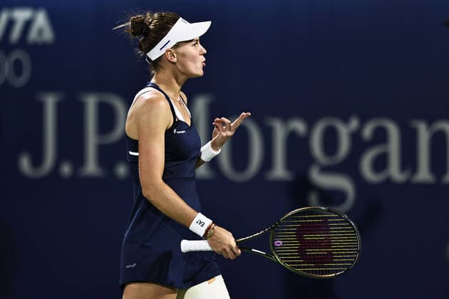 Veronika Kudermetova, RUS, during womens final of 2022 Dubai Championships in Dubai, 19 02 2022; -