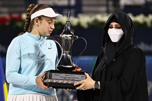 Jelena Ostapenko, LAT, after womens final of 2022 Dubai Championships in Dubai, 19 02 2022; -