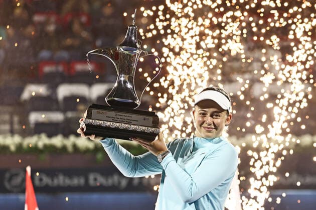 Jelena Ostapenko, LAT, after womens final of 2022 Dubai Championships in Dubai, 19 02 2022; -