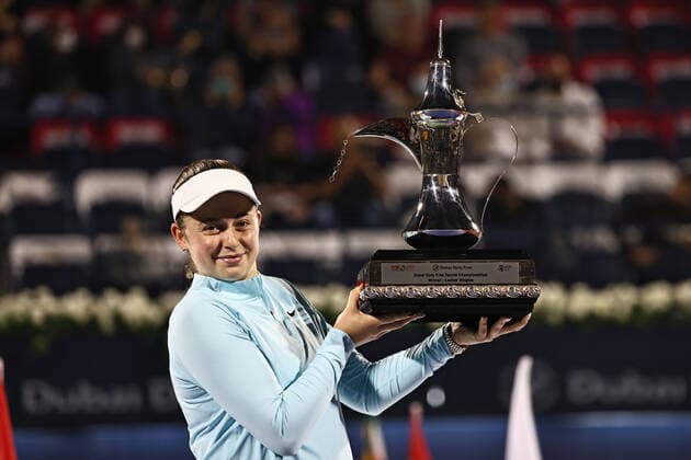 Jelena Ostapenko, LAT, after womens final of 2022 Dubai Championships in Dubai, 19 02 2022; -