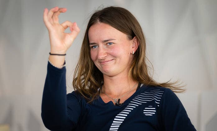 February 20, 2022, DOHA, QATAR: Barbora Krejcikova of the Czech Republic during Media Day at the 2022 Qatar TotalEnergies Open 2022 WTA, Tennis Damen 1000 tennis tournament DOHA QATAR - ZUMAa181 20220220_zaa_a181_120 Copyright: xRobxPrangex