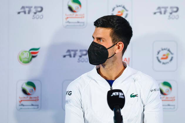 Novak Djokovic (SRB), Pressekonferenz Tennis - Dubai Tennis Championships - ATP, Tennis Herren - Dubai Duty Free Tennis Stadium - Dubai - - United Arab Emirates - 20 February 2022. Copyright: xHasenkopf Ferrarix