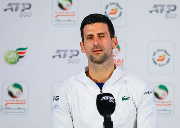 Sport Themen der Woche KW 07 Sport Bilder des Tages Novak Djokovic (SRB), Pressekonferenz Tennis - Dubai Tennis Championships - ATP, Tennis Herren - Dubai Duty Free Tennis Stadium - Dubai - - United Arab Emirates - 20 February 2022. Copyright: xHasenkopf Ferrarix