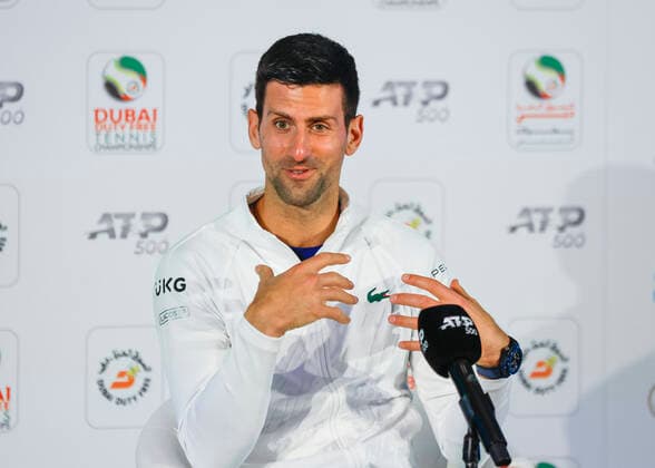 Novak Djokovic (SRB), Pressekonferenz Tennis - Dubai Tennis Championships - ATP, Tennis Herren - Dubai Duty Free Tennis Stadium - Dubai - - United Arab Emirates - 20 February 2022. Copyright: xHasenkopf Ferrarix