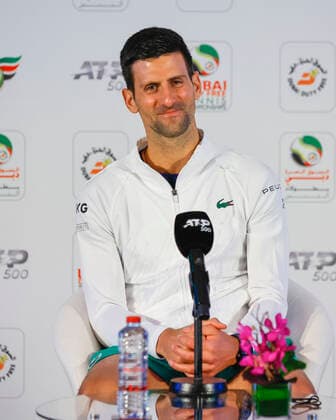 Novak Djokovic (SRB), Pressekonferenz Tennis - Dubai Tennis Championships - ATP, Tennis Herren - Dubai Duty Free Tennis Stadium - Dubai - - United Arab Emirates - 20 February 2022. Copyright: xHasenkopf Ferrarix