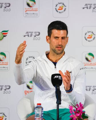 Novak Djokovic (SRB), Pressekonferenz Tennis - Dubai Tennis Championships - ATP, Tennis Herren - Dubai Duty Free Tennis Stadium - Dubai - - United Arab Emirates - 20 February 2022. Copyright: xHasenkopf Ferrarix