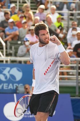 February 20, 2022, Delray Beach, Florida, United States: February, 20 - Delray Beach: Cameron Norrie(GBR) celebrating here, defeats Rielly Opelka(USA) 76(1) 76(4) to win the 2022 Delray Beach Open by Vitacost Championship held in Delray Beach, FL. Delray Beach United States - ZUMApa3_ 0151560126st Copyright: xAndrewxPatronx