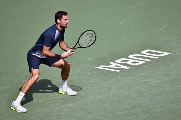 Marin Cilic, CRO, during mens first roundl of 2022 Dubai Championships in Dubai, 21 02 2022; -
