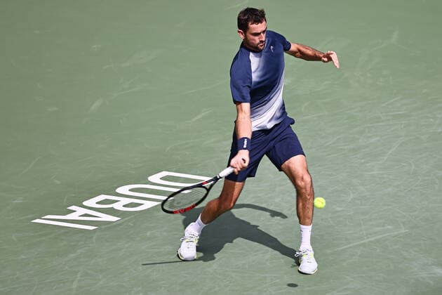 Marin Cilic, CRO, during mens first roundl of 2022 Dubai Championships in Dubai, 21 02 2022; -