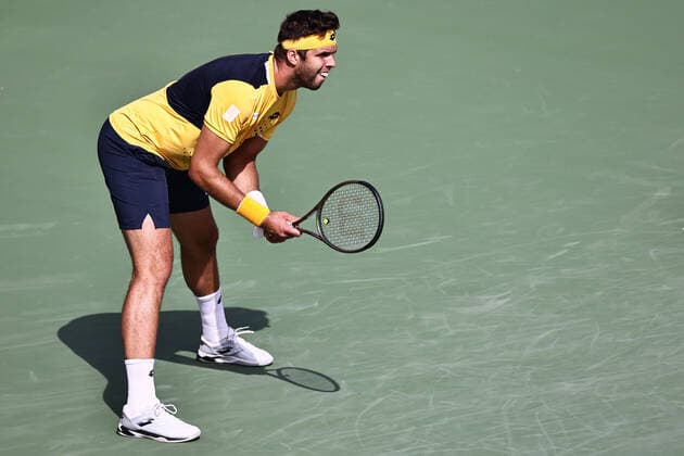 Jiri Vesely, CZE, during mens first roundl of 2022 Dubai Championships in Dubai, 21 02 2022; -