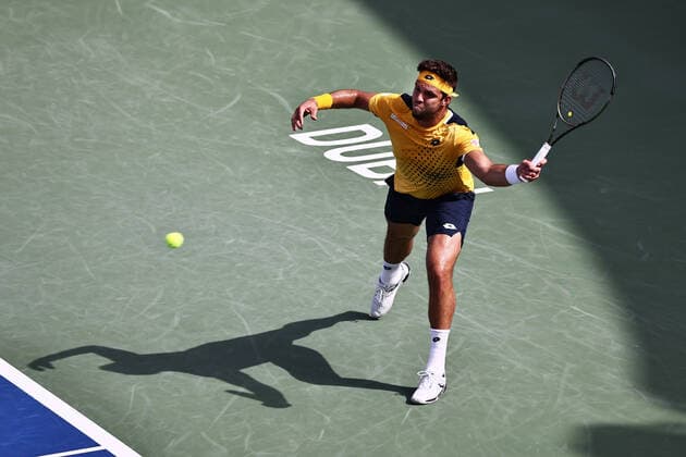 Jiri Vesely, CZE, during mens first roundl of 2022 Dubai Championships in Dubai, 21 02 2022; -
