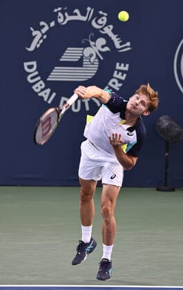 David Goffin, BEL, during mens first roundl of 2022 Dubai Championships in Dubai, 21 02 2022; -