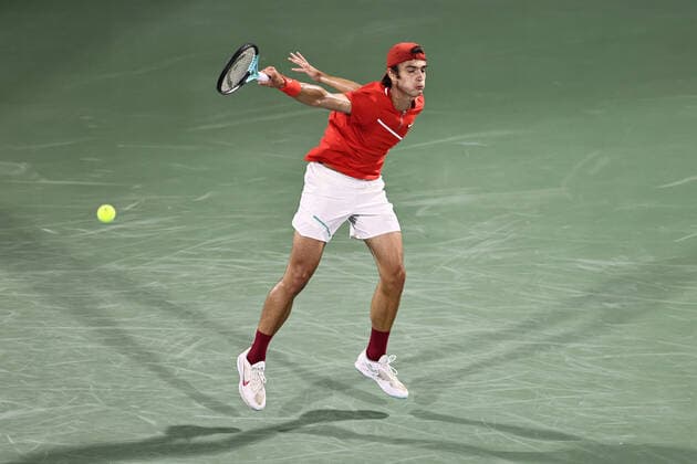 Lorenzo Musetti, ITA, during mens first roundl of 2022 Dubai Championships in Dubai, 21 02 2022; -