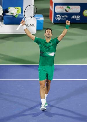 Novak Djokovic (SRB) jubelt nach dem Sieg, Jubel, Freude, Emotion Tennis - Dubai Duty Free Tennis Championships - ATP, Tennis Herren - Dubai Duty Free Tennis Stadium - Dubai - - United Arab Emirates - 21 February 2022. Copyright: xJuergenxHasenkopfx