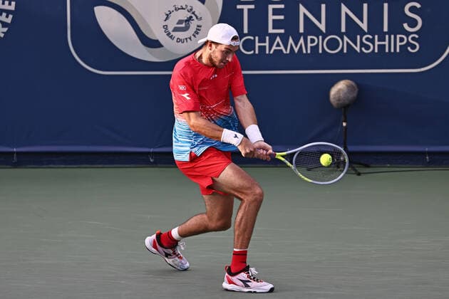 Jan-Lennard Struff, GER, during mens first round of 2022 Dubai Championships in Dubai, 22 02 2022; -