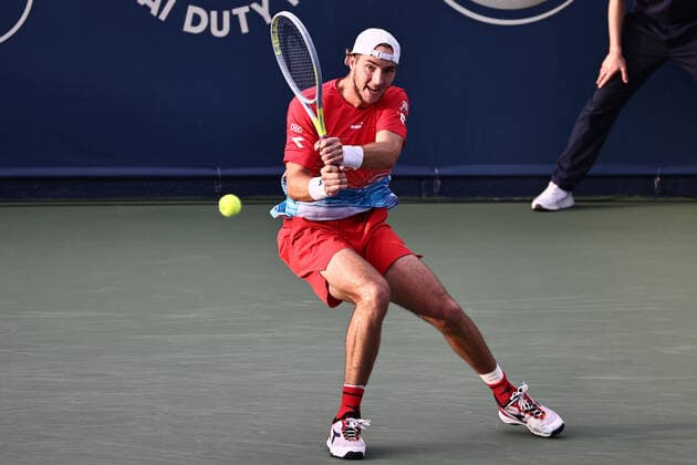 Jan-Lennard Struff, GER, during mens first round of 2022 Dubai Championships in Dubai, 22 02 2022; -