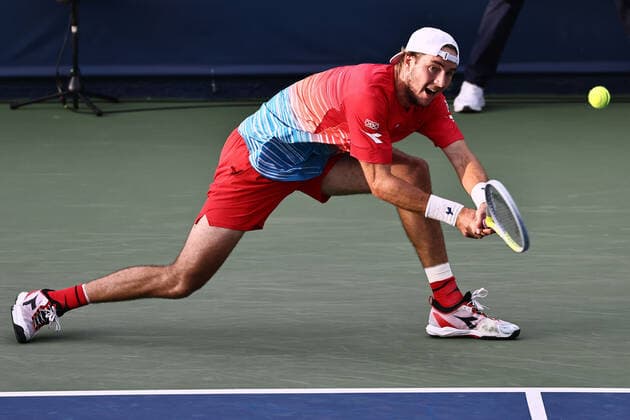 Jan-Lennard Struff, GER, during mens first round of 2022 Dubai Championships in Dubai, 22 02 2022; -