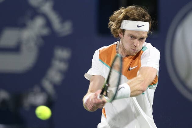 Andrey Rublev, RUS, during mens first round of 2022 Dubai Championships in Dubai, 22 02 2022; -