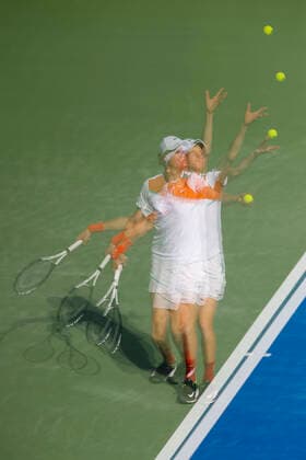 Jannik Sinner (ITA) , Mehrfachbelichtung Tennis - Dubai Duty Free Tennis Championships - ATP, Tennis Herren - Dubai Duty Free Tennis Stadium - Dubai - - United Arab Emirates - 23 February 2022. Copyright: xJuergenxHasenkopfx