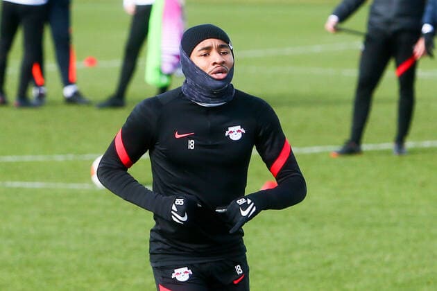 RB Leipzig - Training 23.02.2022 Leipzig, 23.02.2022, RB Leipzig Trainingszentrum, Fussball, 1. Bundesliga , RB Leipzig - Abschlusstraining vor dem UEFA Europa League Spiel gegen Real Sociedad San Sebastian , Im Bild: Christopher Nkunku ,
