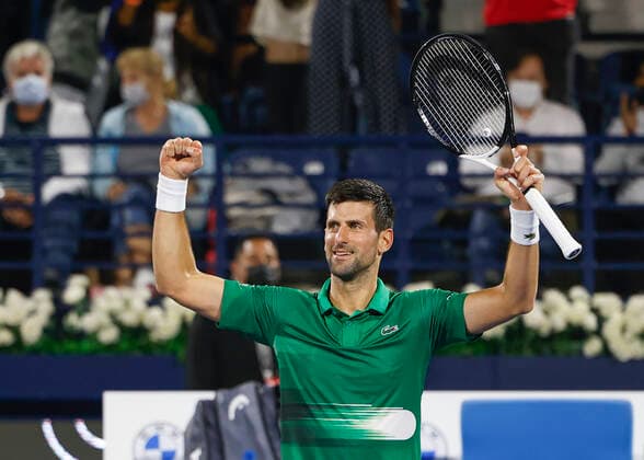 Novak Djokovic (SRB) jubelt nach dem Sieg, Jubel, Freude, Emotion Tennis - Dubai Duty Free Tennis Championships - ATP, Tennis Herren - Dubai Duty Free Tennis Stadium - Dubai - - United Arab Emirates - 23 February 2022. Copyright: xJuergenxHasenkopfx