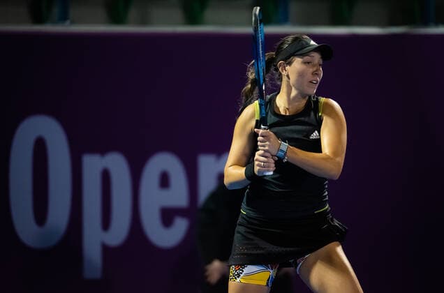 February 23, 2022, DOHA, QATAR: Jessica Pegula of the United States in action during the third round of the 2022 Qatar TotalEnergies Open 2022 WTA, Tennis Damen 1000 tennis tournament against Maria Sakkari of Greece DOHA QATAR - ZUMAa181 20220223_zaa_a181_044 Copyright: xRobxPrangex