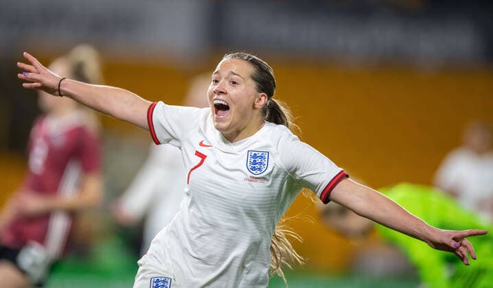 23rd February 2022 ; Molineux Stadium, Wolverhampton, West Midlands, England; Arnold Clark Womens International football England versus Germany; Fran Kirby of England scores Englands third goal for 3-1 in the 94th minute to win the tournament  ActionPlus12366682 RogerxEvans