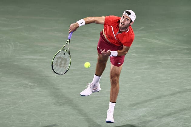 Karen Khachanov, RUS, during mens second round of 2022 Dubai Championships in Dubai, 23 02 2022; -