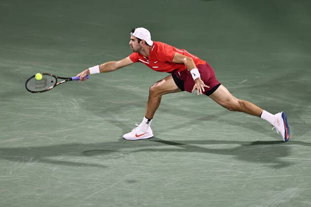 Karen Khachanov, RUS, during mens second round of 2022 Dubai Championships in Dubai, 23 02 2022; -